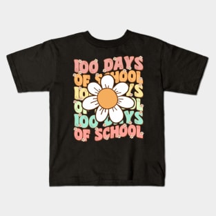 100 Days Smarter Happy 100th Day Of School Groovy Boy Girl Kids T-Shirt